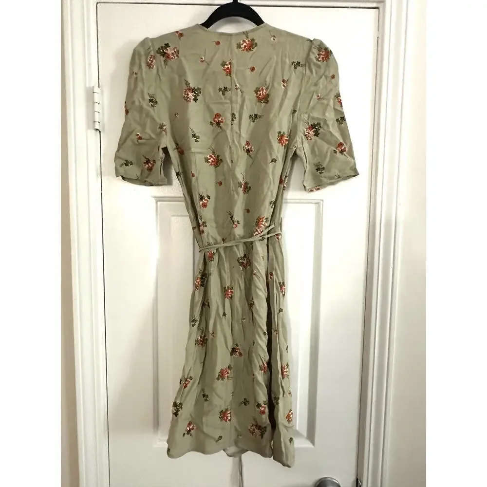 ROUJE Paris Gabinette Mini Button Wrap Dress Vintage-Floral Print - Sz 34 (US 2)